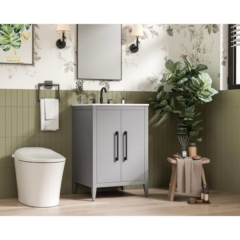 24 Inch Single Bathroom Vanity In Grey. Picture 3
