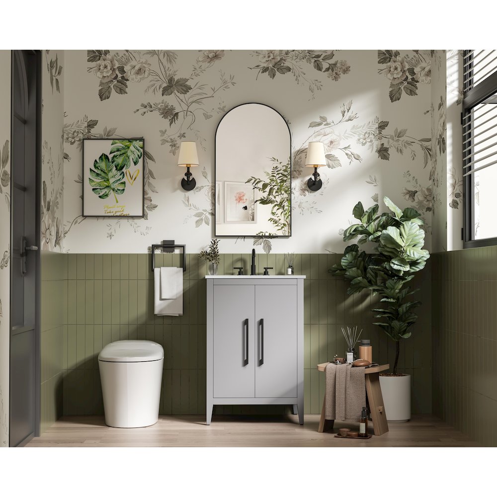 24 Inch Single Bathroom Vanity In Grey. Picture 4