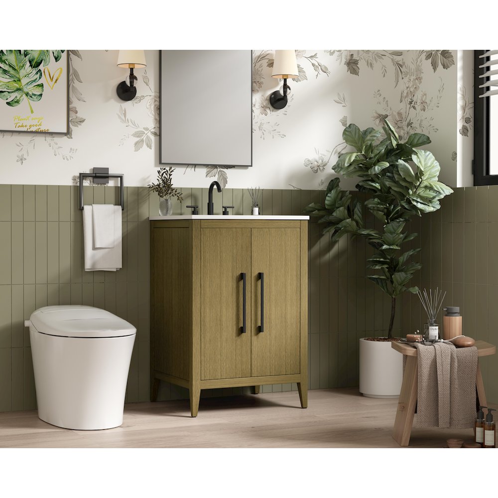 24 Inch Single Bathroom Vanity In Chestnut Brown. Picture 3