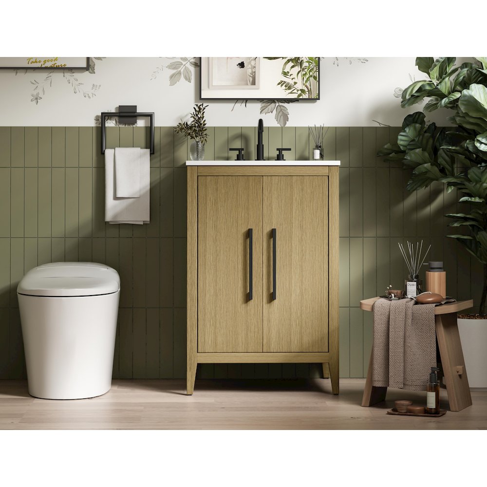 24 Inch Single Bathroom Vanity In  Honey Brown. Picture 2