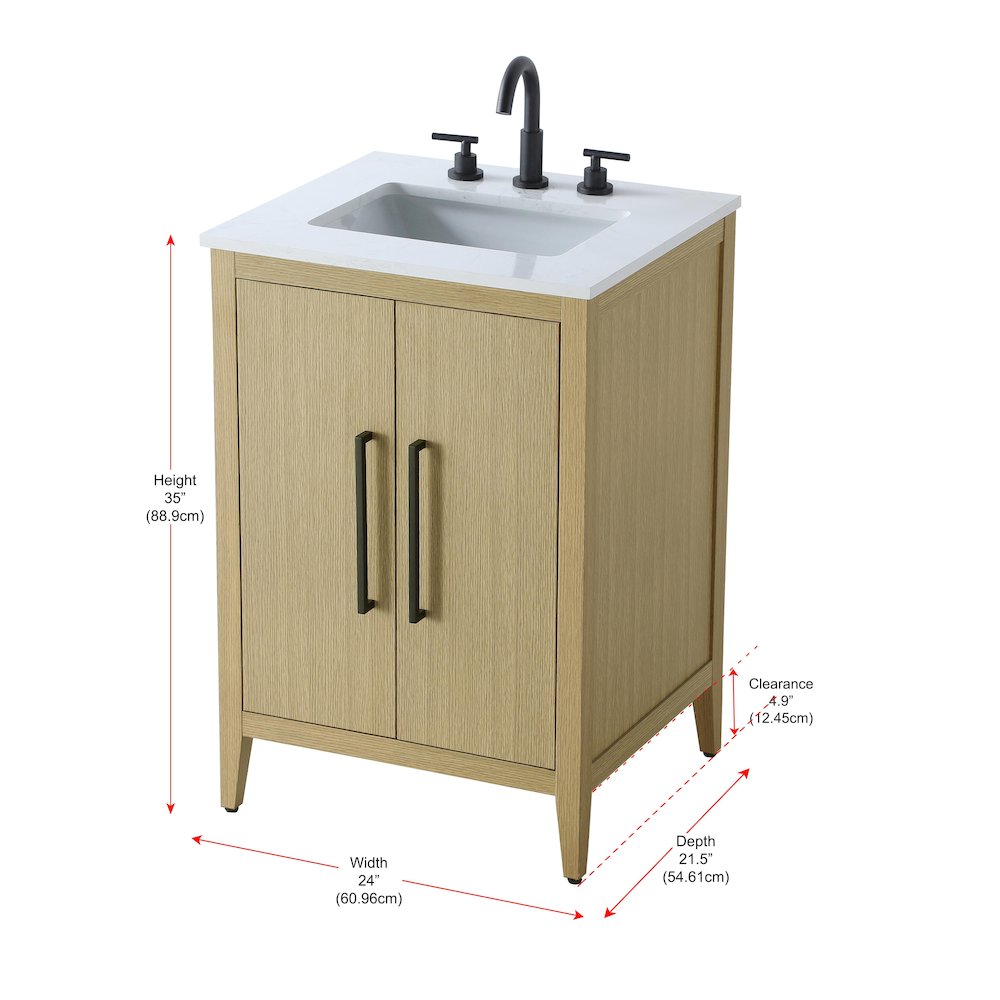 24 Inch Single Bathroom Vanity In  Honey Brown. Picture 13