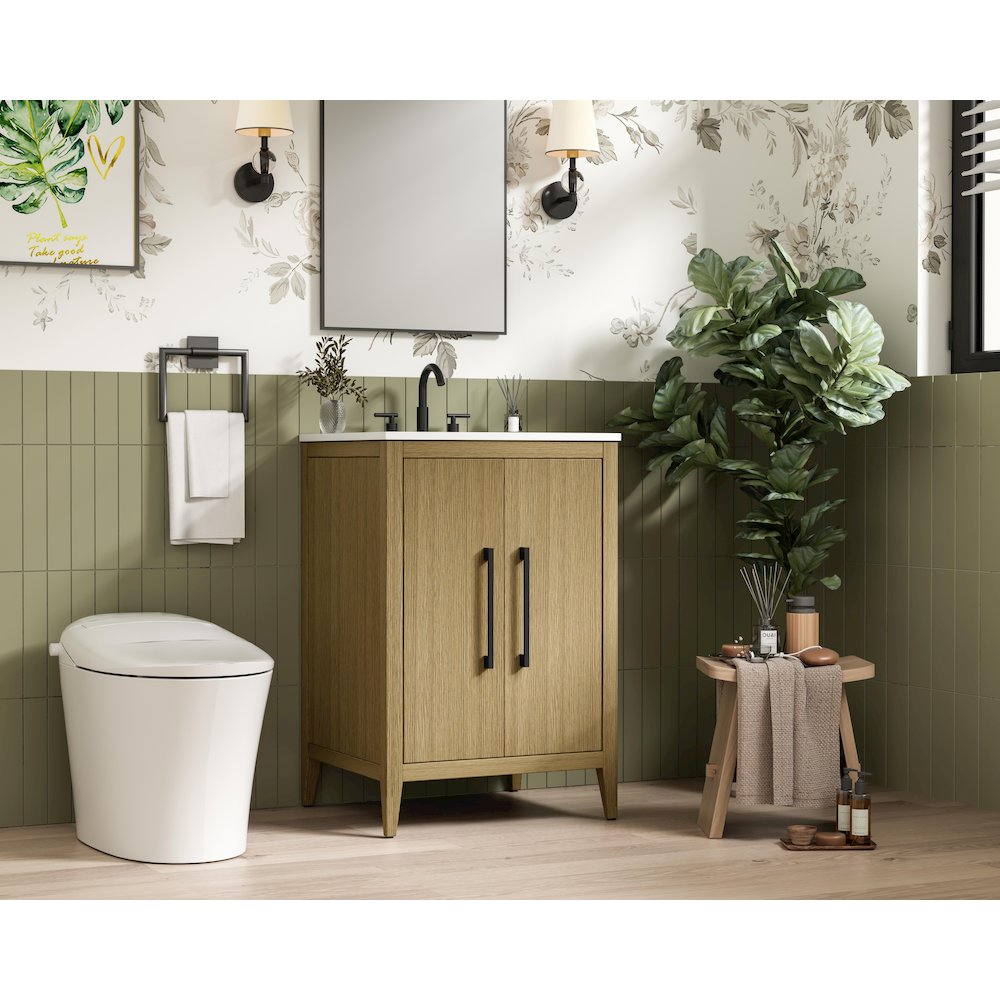 24 Inch Single Bathroom Vanity In  Honey Brown. Picture 3
