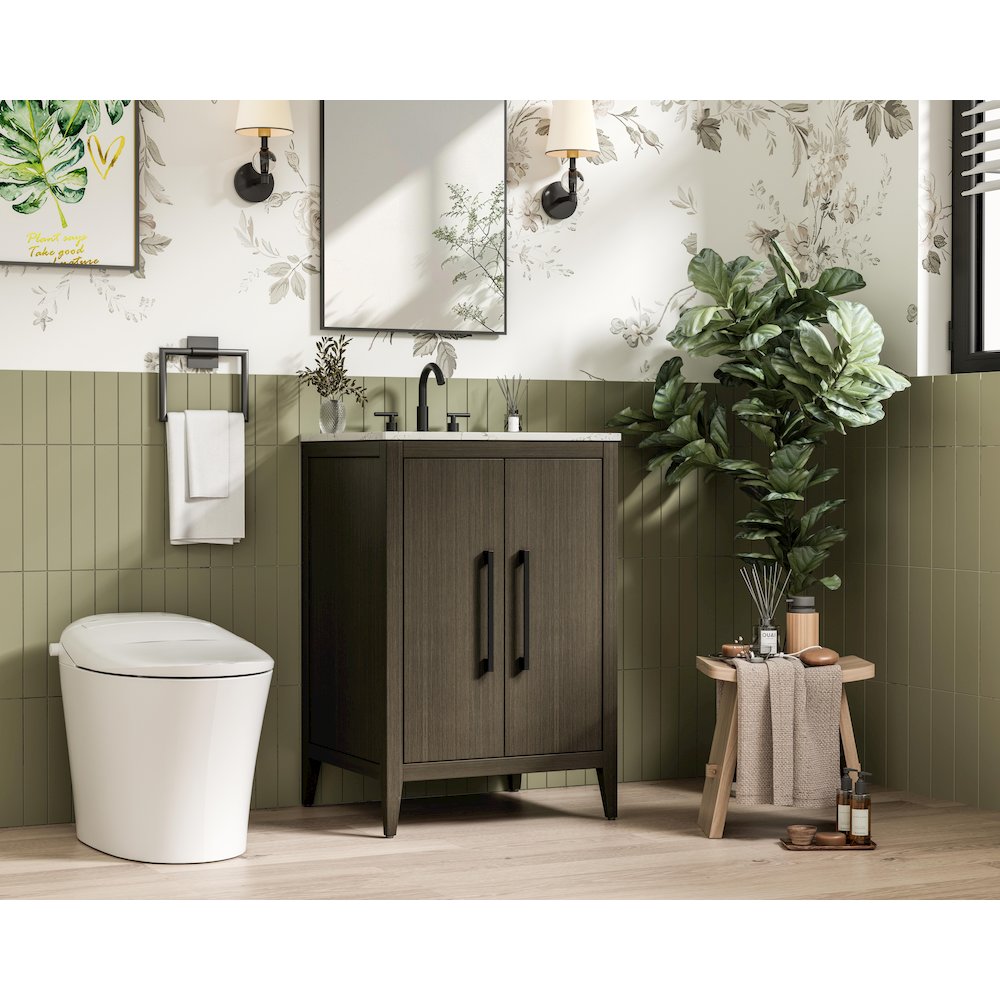 24 Inch Single Bathroom Vanity In Mocha Brown. Picture 3