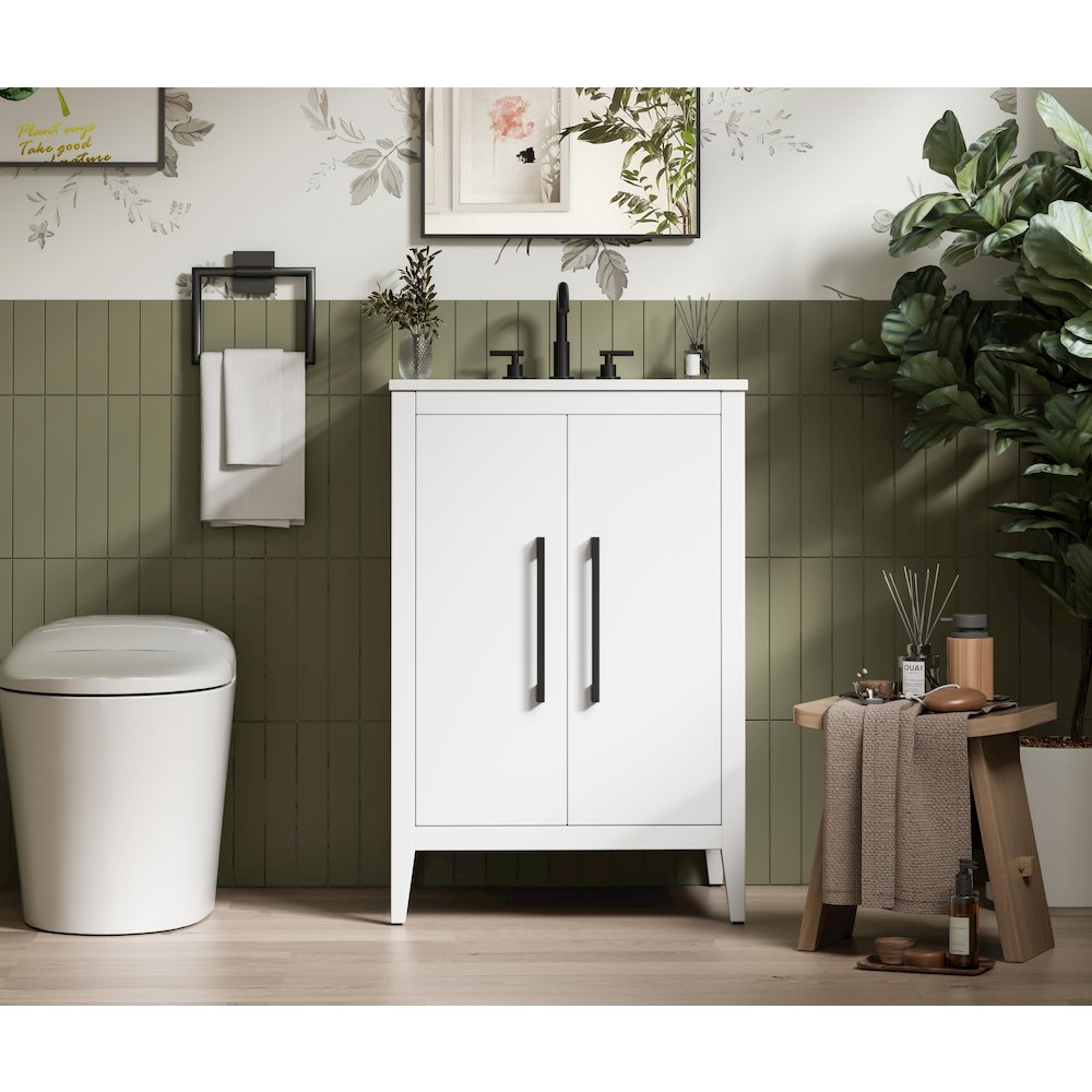24 Inch Single Bathroom Vanity In White. Picture 2