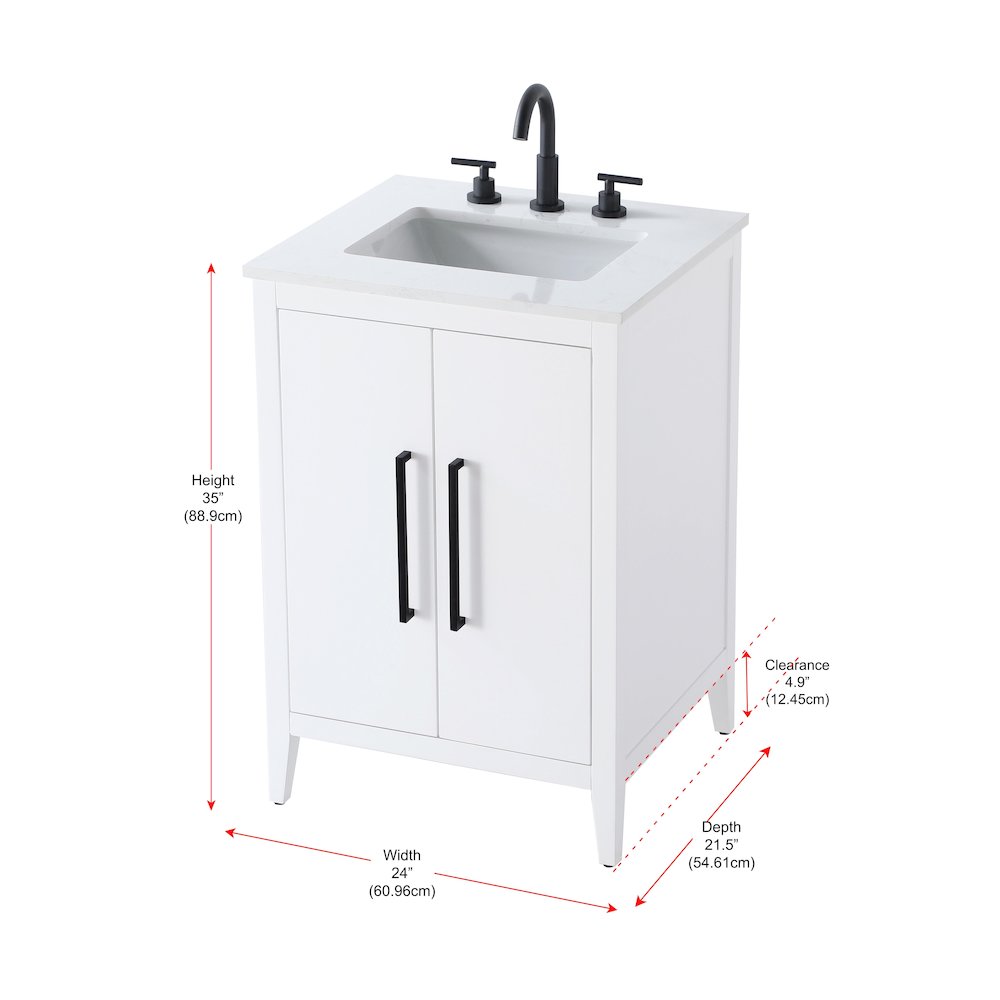 24 Inch Single Bathroom Vanity In White. Picture 13