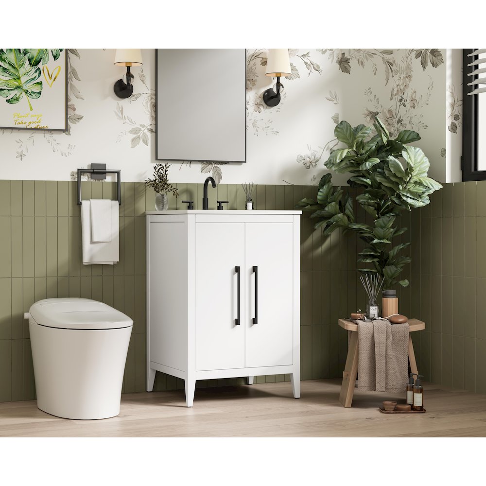 24 Inch Single Bathroom Vanity In White. Picture 3