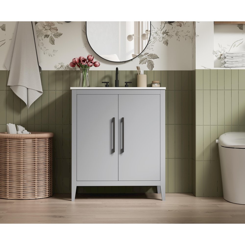 30 Inch Single Bathroom Vanity In Grey. Picture 2