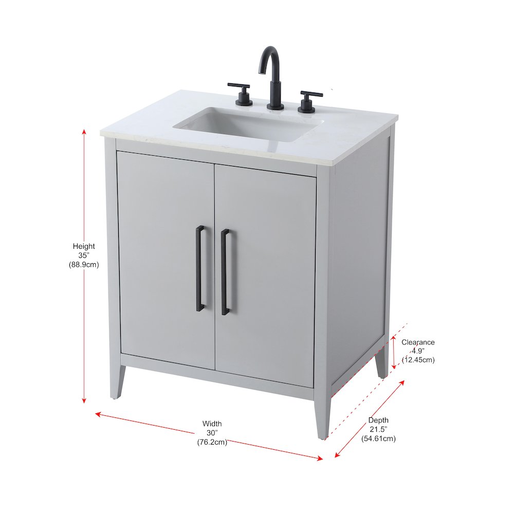 30 Inch Single Bathroom Vanity In Grey. Picture 13