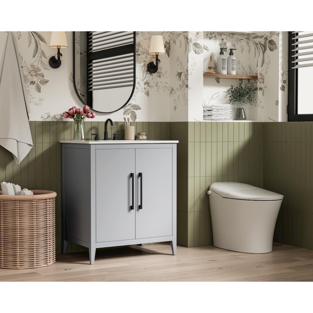 30 Inch Single Bathroom Vanity In Grey. Picture 3