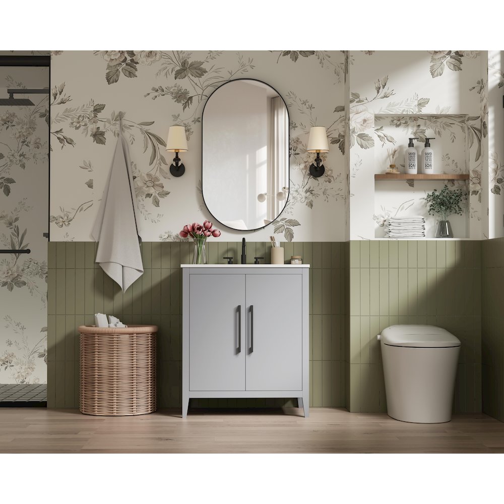 30 Inch Single Bathroom Vanity In Grey. Picture 4