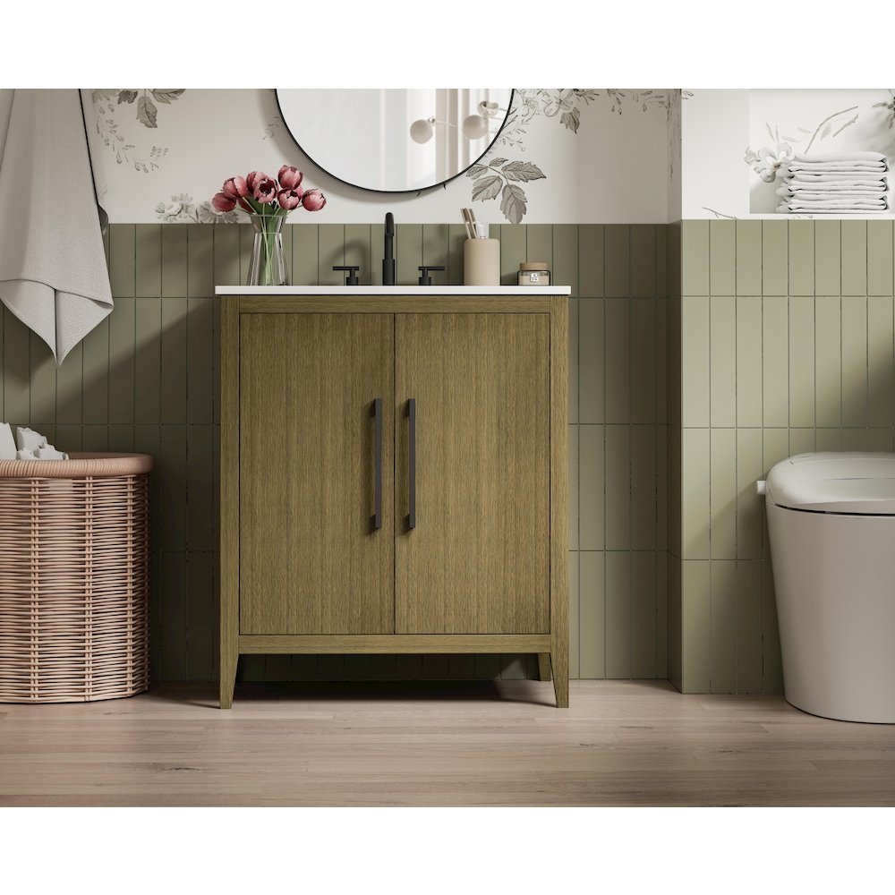 30 Inch Single Bathroom Vanity In Chestnut Brown. Picture 2