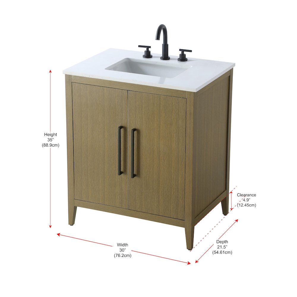 30 Inch Single Bathroom Vanity In Chestnut Brown. Picture 13
