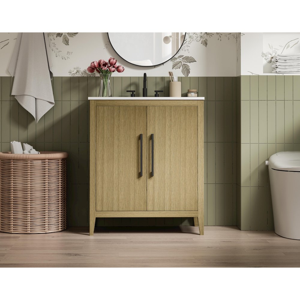 30 Inch Single Bathroom Vanity In  Honey Brown. Picture 2