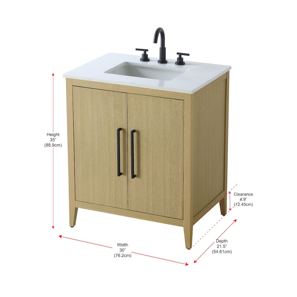 30 Inch Single Bathroom Vanity In  Honey Brown. Picture 13