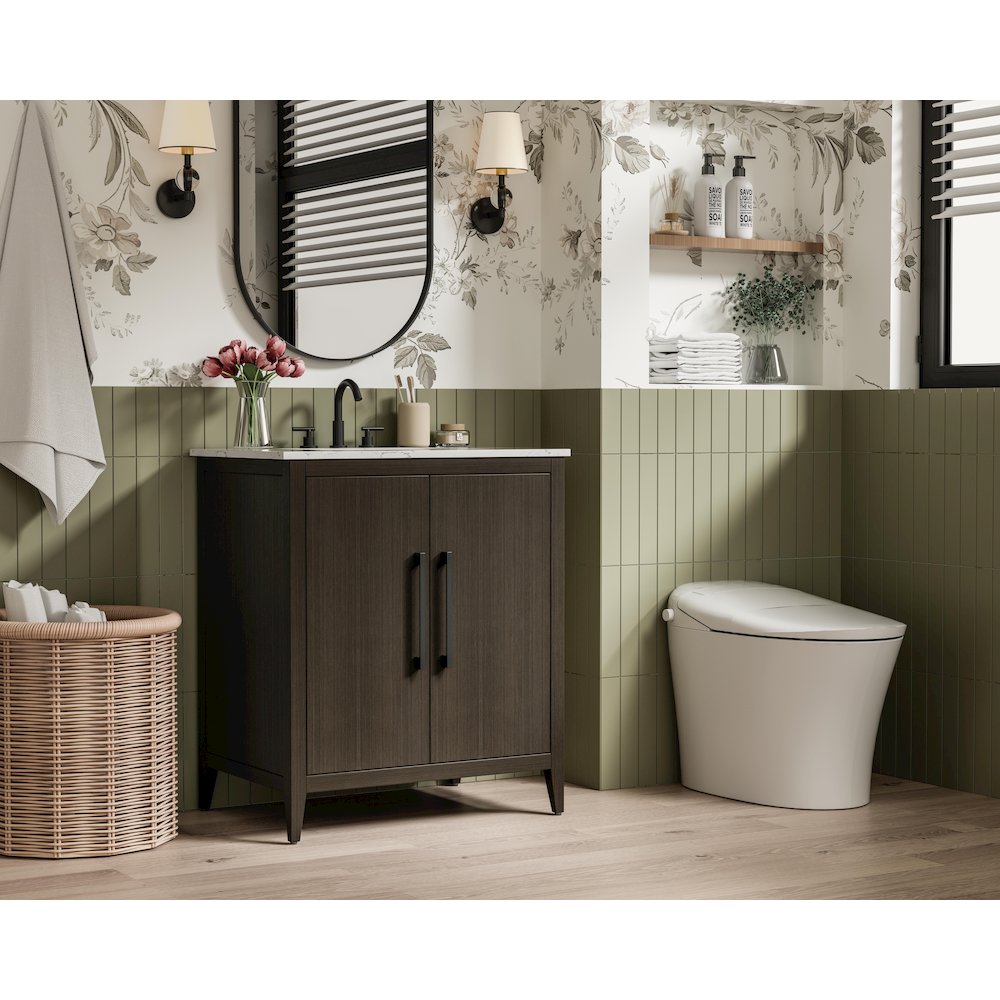 30 Inch Single Bathroom Vanity In Mocha Brown. Picture 3