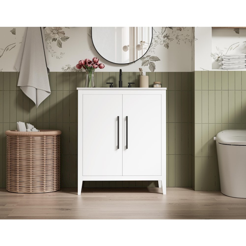 30 Inch Single Bathroom Vanity In White. Picture 2