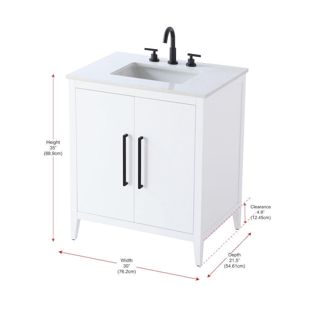30 Inch Single Bathroom Vanity In White. Picture 13