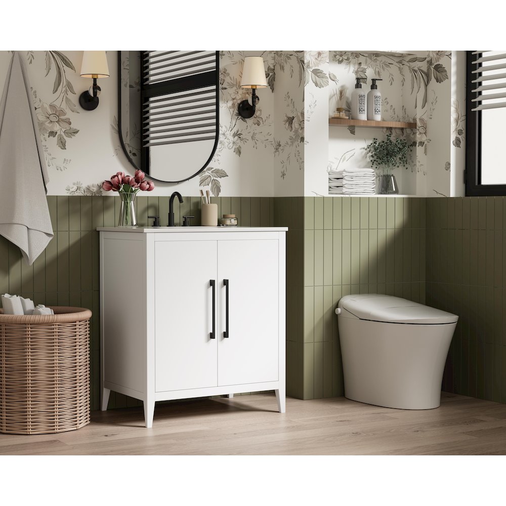 30 Inch Single Bathroom Vanity In White. Picture 3