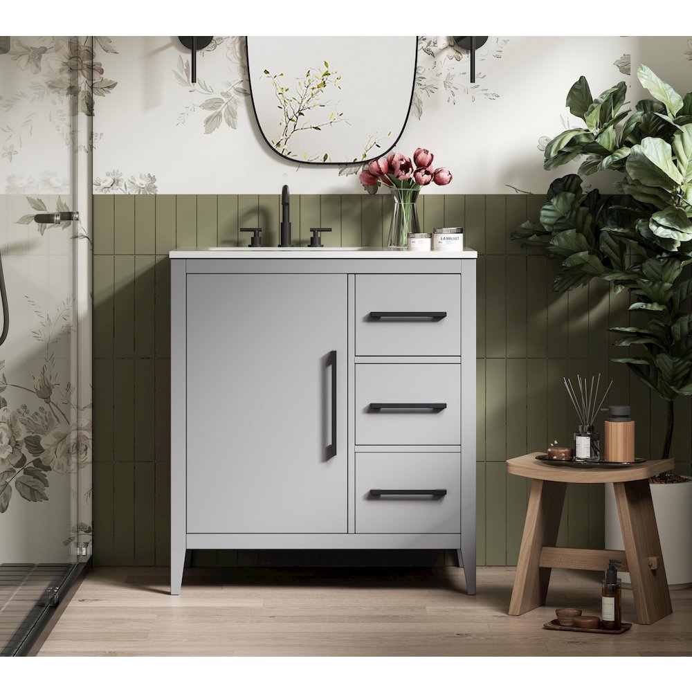 32 Inch Single Bathroom Vanity In Grey. Picture 2