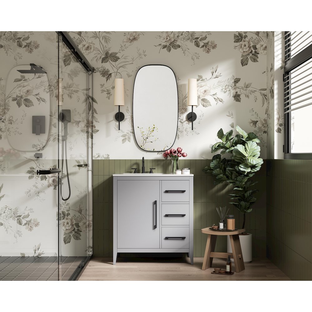 32 Inch Single Bathroom Vanity In Grey. Picture 4