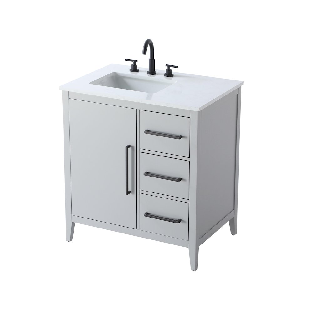 32 Inch Single Bathroom Vanity In Grey. Picture 6