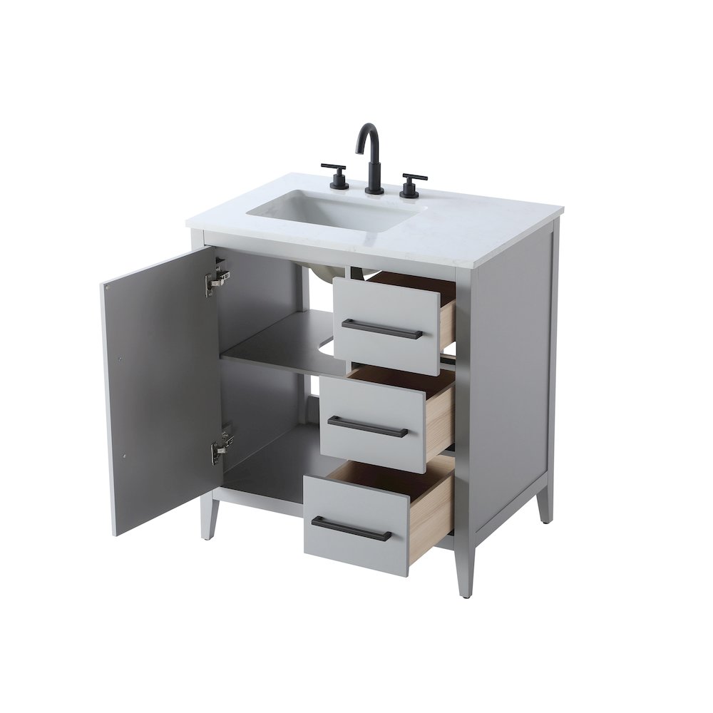 32 Inch Single Bathroom Vanity In Grey. Picture 7