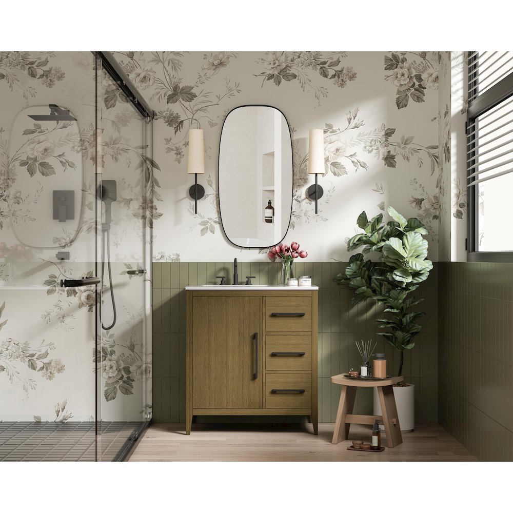 32 Inch Single Bathroom Vanity In Chestnut Brown. Picture 4