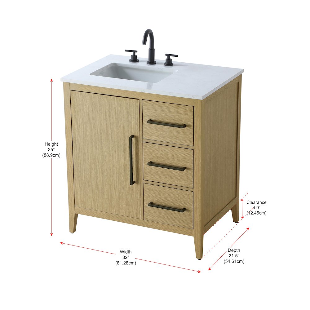 32 Inch Single Bathroom Vanity In  Honey Brown. Picture 13