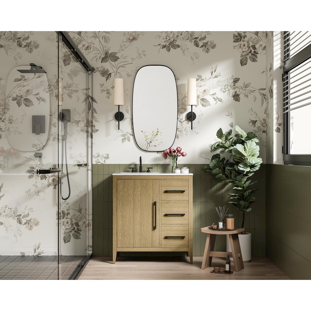32 Inch Single Bathroom Vanity In  Honey Brown. Picture 4