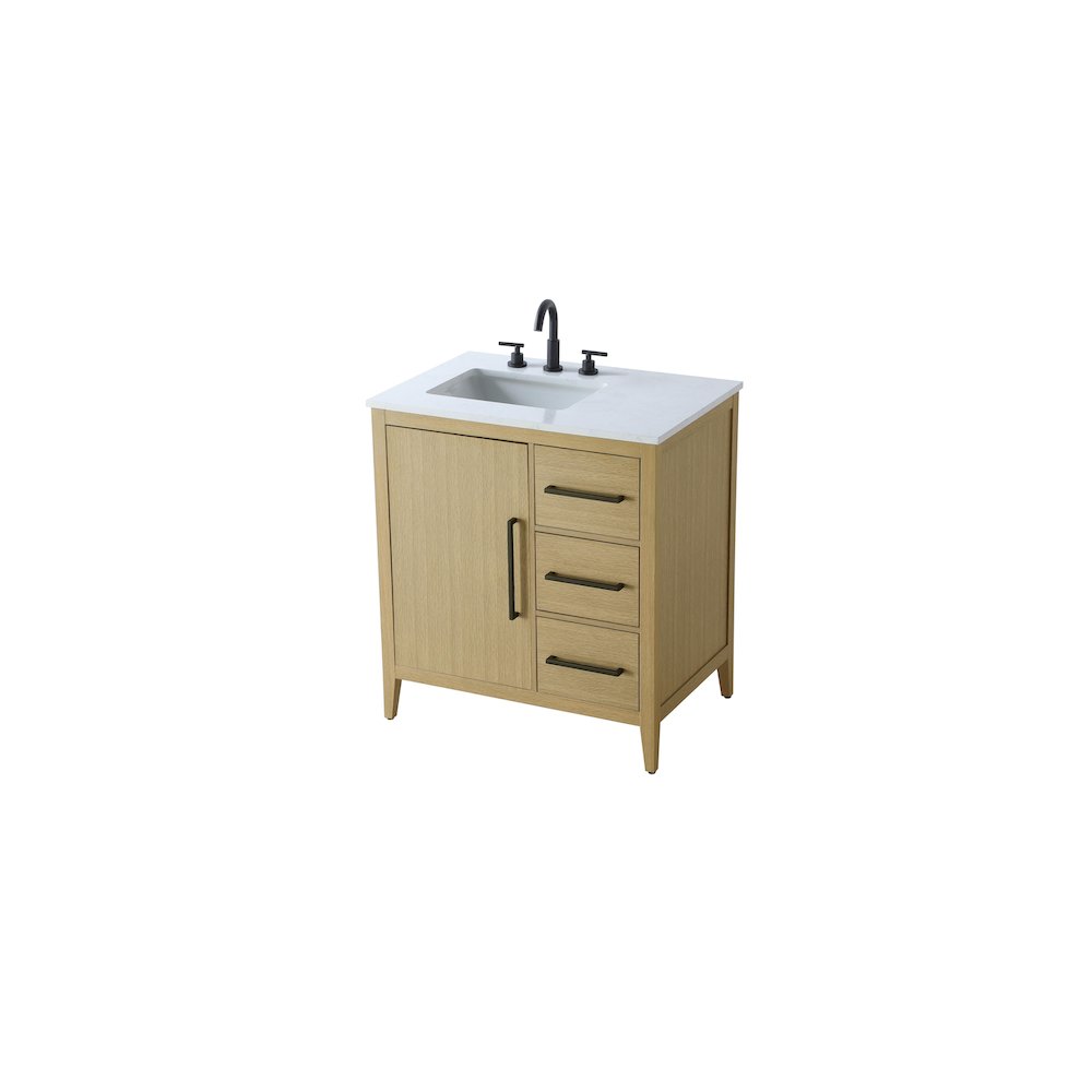 32 Inch Single Bathroom Vanity In  Honey Brown. Picture 6