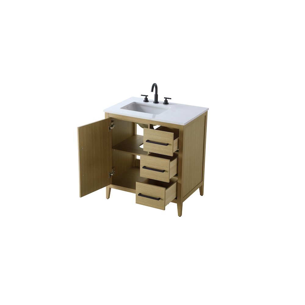 32 Inch Single Bathroom Vanity In  Honey Brown. Picture 7