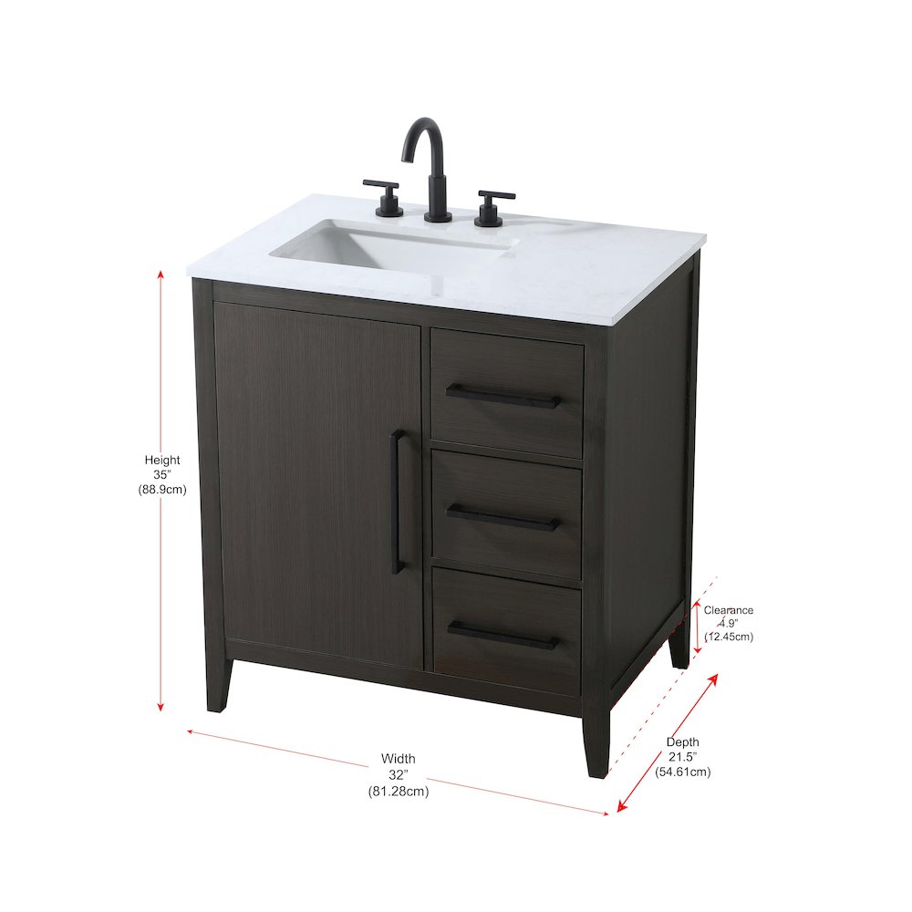 32 Inch Single Bathroom Vanity In Mocha Brown. Picture 13