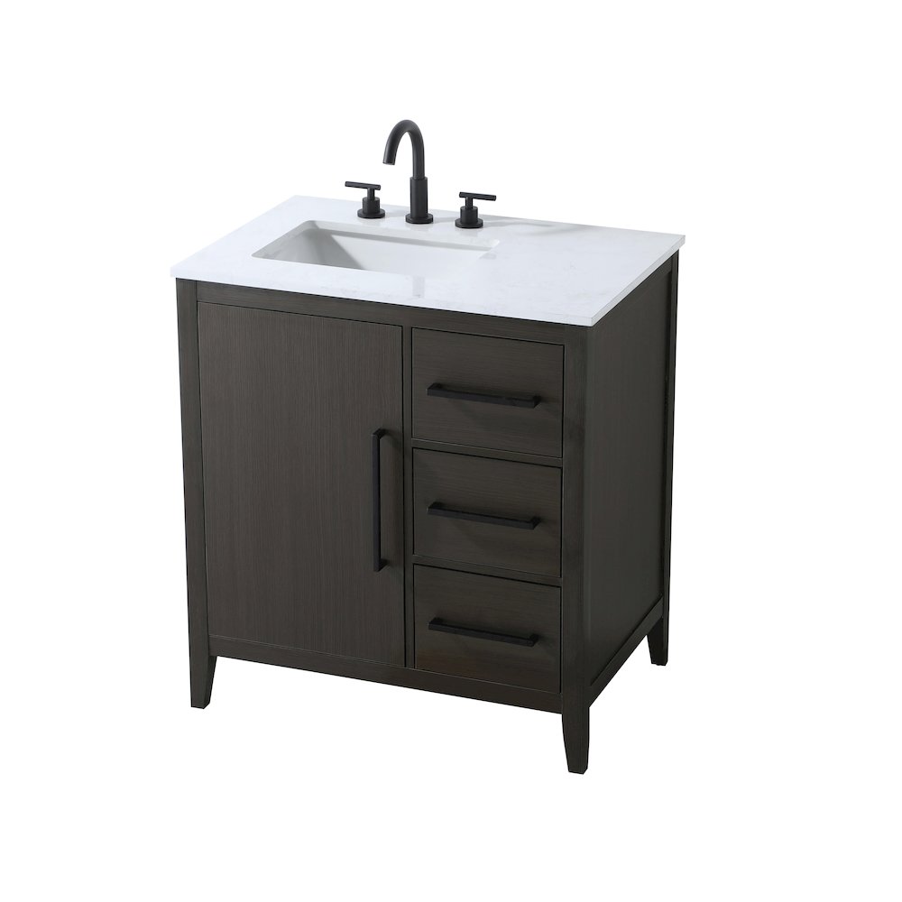 32 Inch Single Bathroom Vanity In Mocha Brown. Picture 6