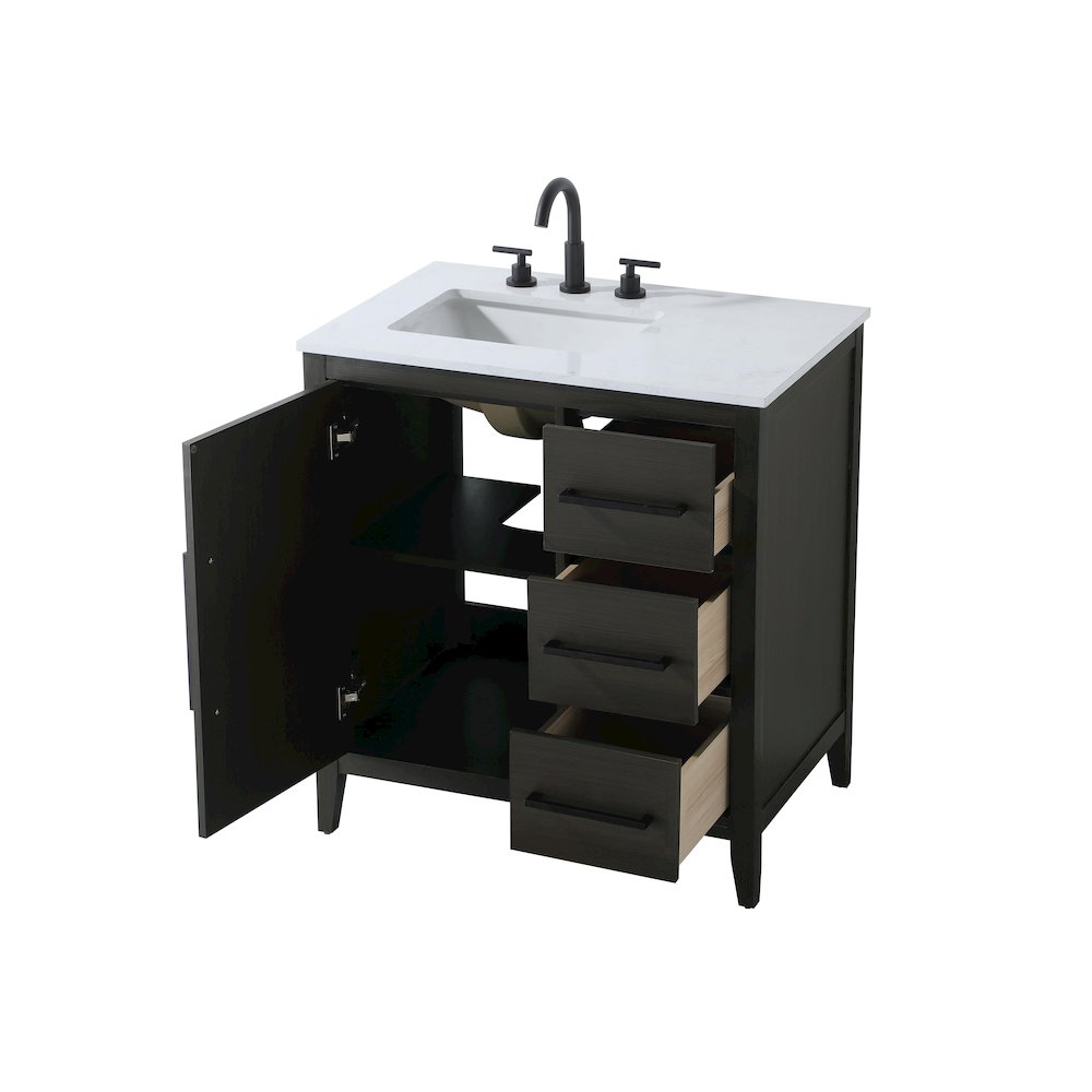 32 Inch Single Bathroom Vanity In Mocha Brown. Picture 7