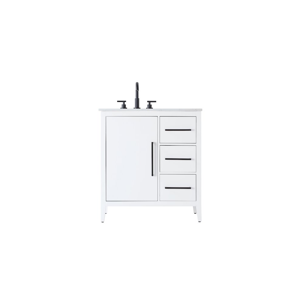 32 Inch Single Bathroom Vanity In White. Picture 1