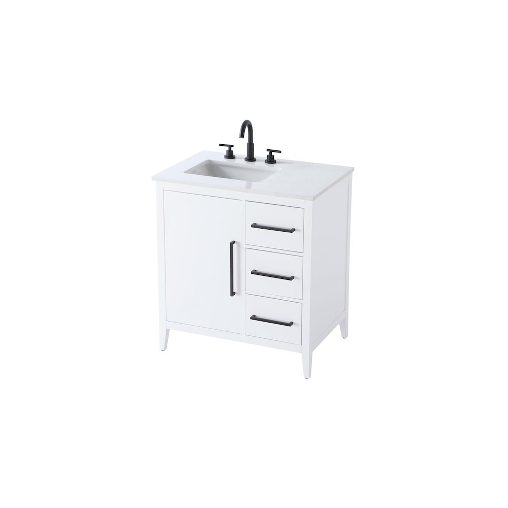 32 Inch Single Bathroom Vanity In White. Picture 6