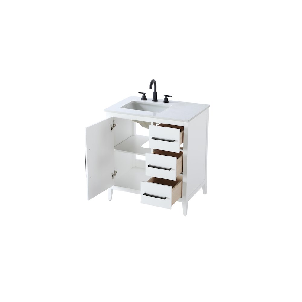 32 Inch Single Bathroom Vanity In White. Picture 7