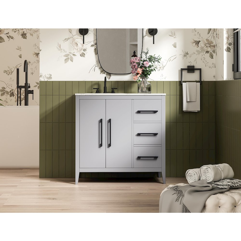 36 Inch Single Bathroom Vanity In Grey. Picture 2