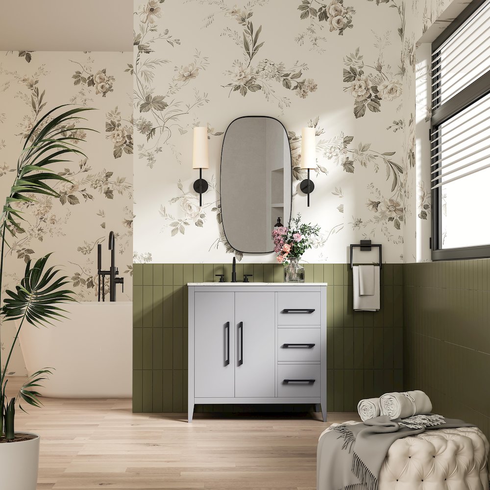 36 Inch Single Bathroom Vanity In Grey. Picture 4