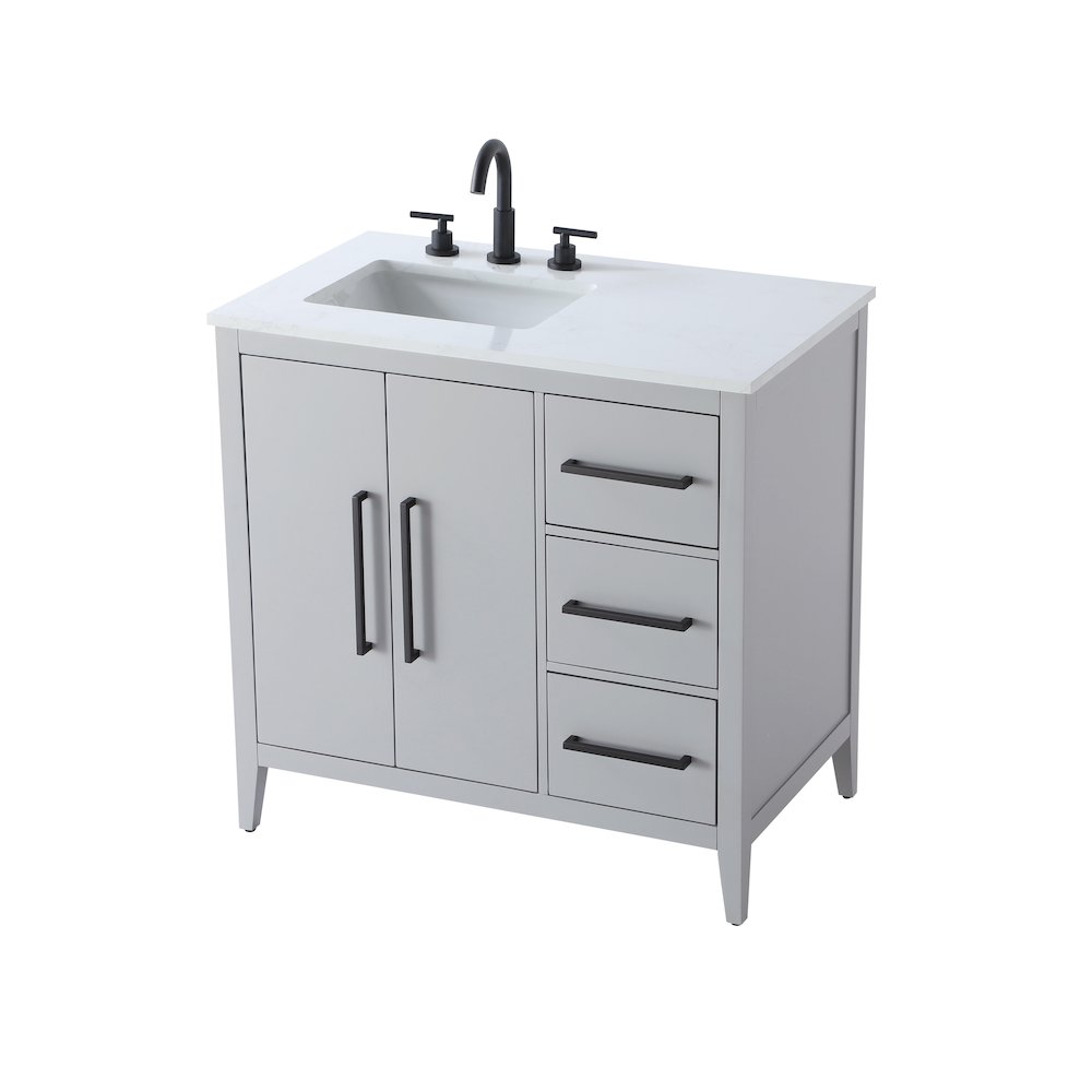 36 Inch Single Bathroom Vanity In Grey. Picture 6