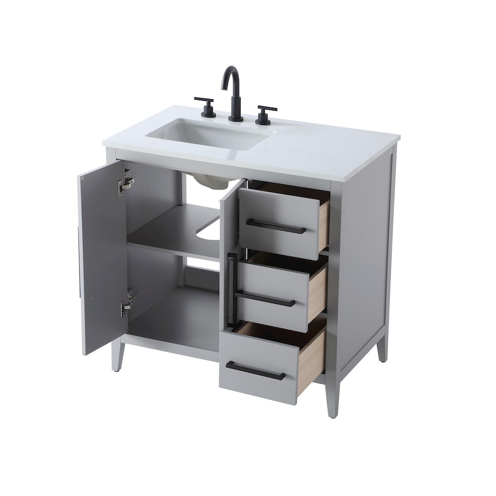 36 Inch Single Bathroom Vanity In Grey. Picture 7