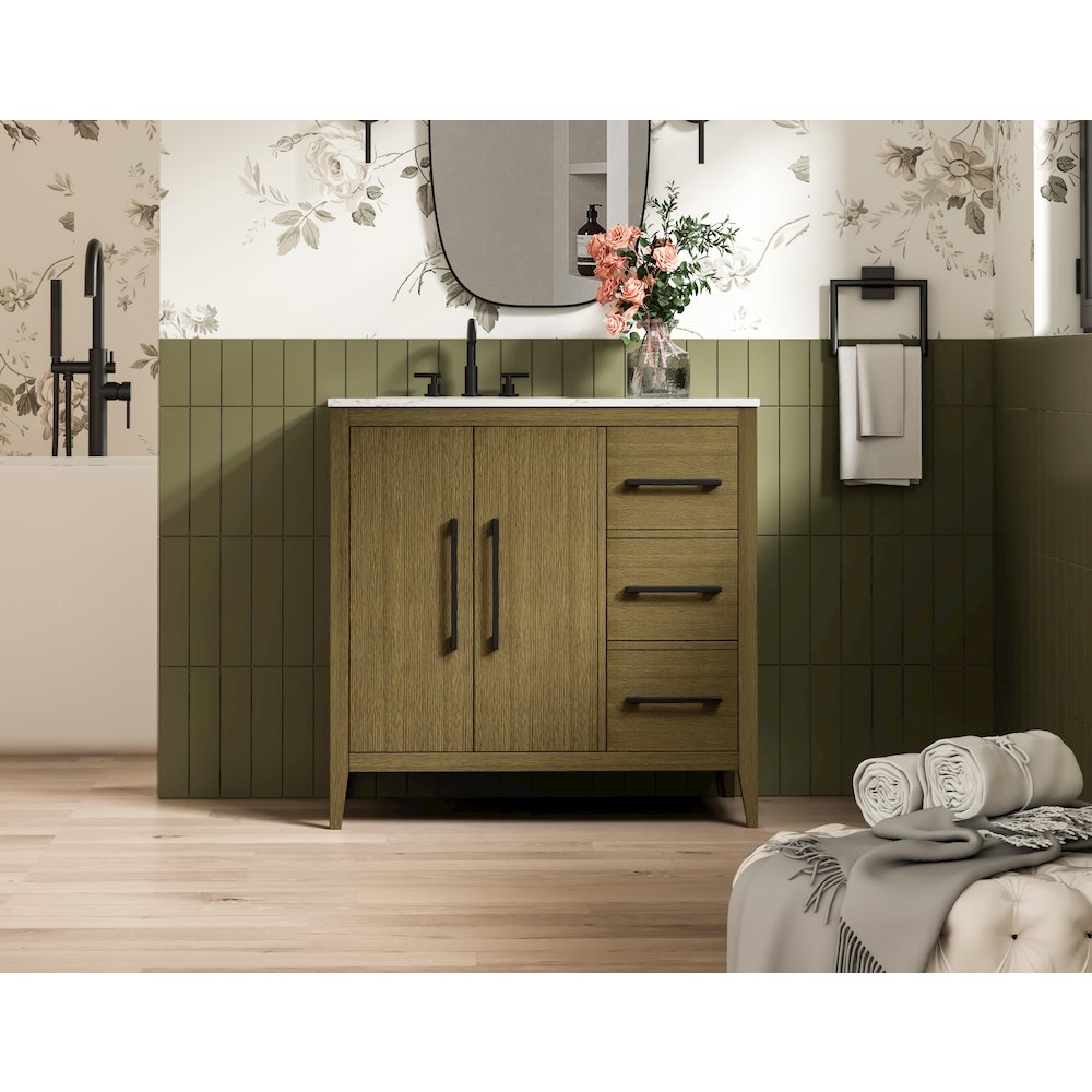 36 Inch Single Bathroom Vanity In Chestnut Brown. Picture 2