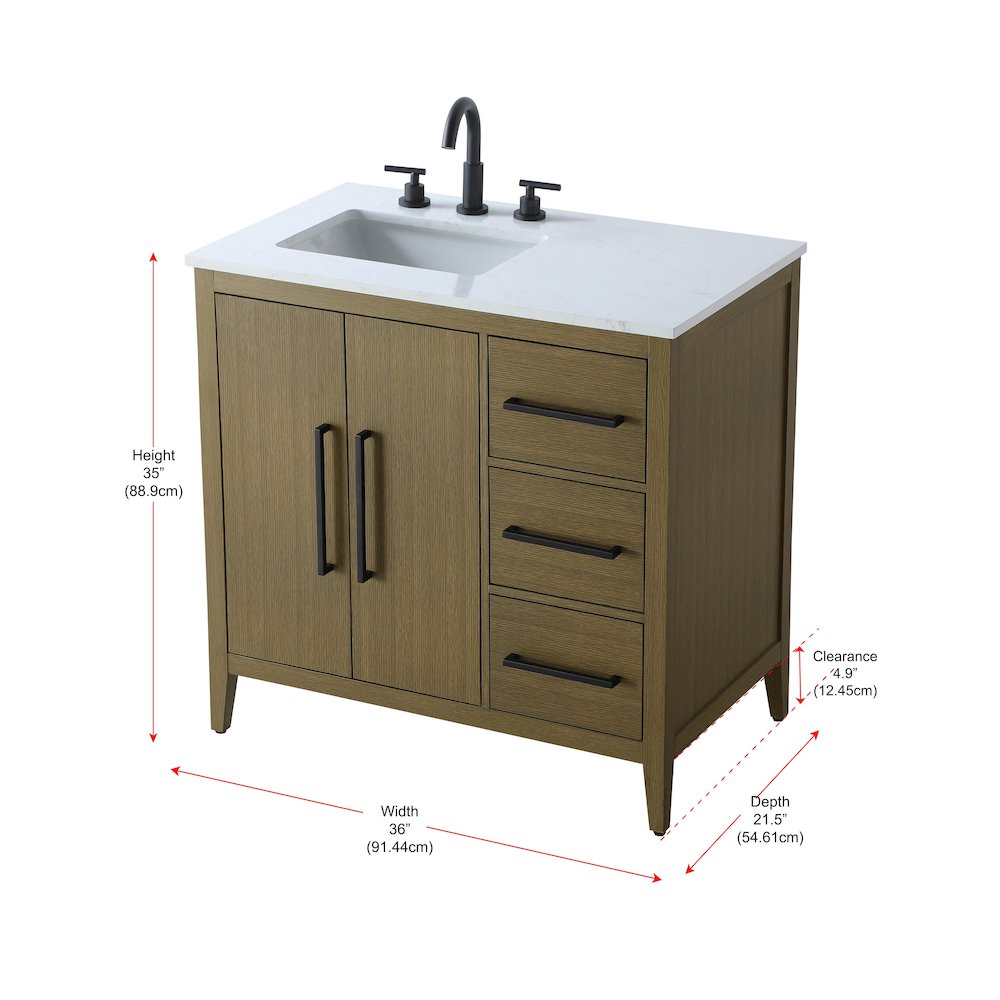 36 Inch Single Bathroom Vanity In Chestnut Brown. Picture 13