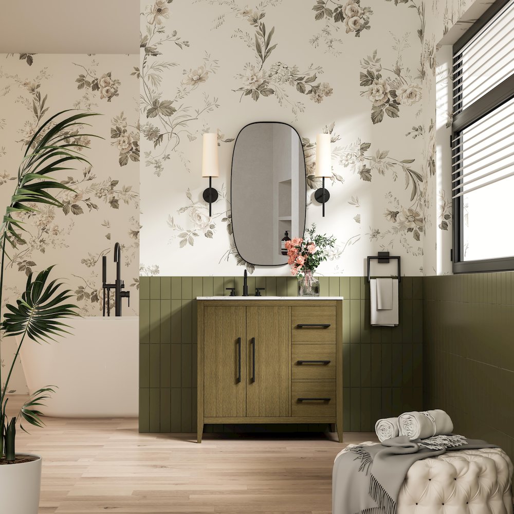 36 Inch Single Bathroom Vanity In Chestnut Brown. Picture 4