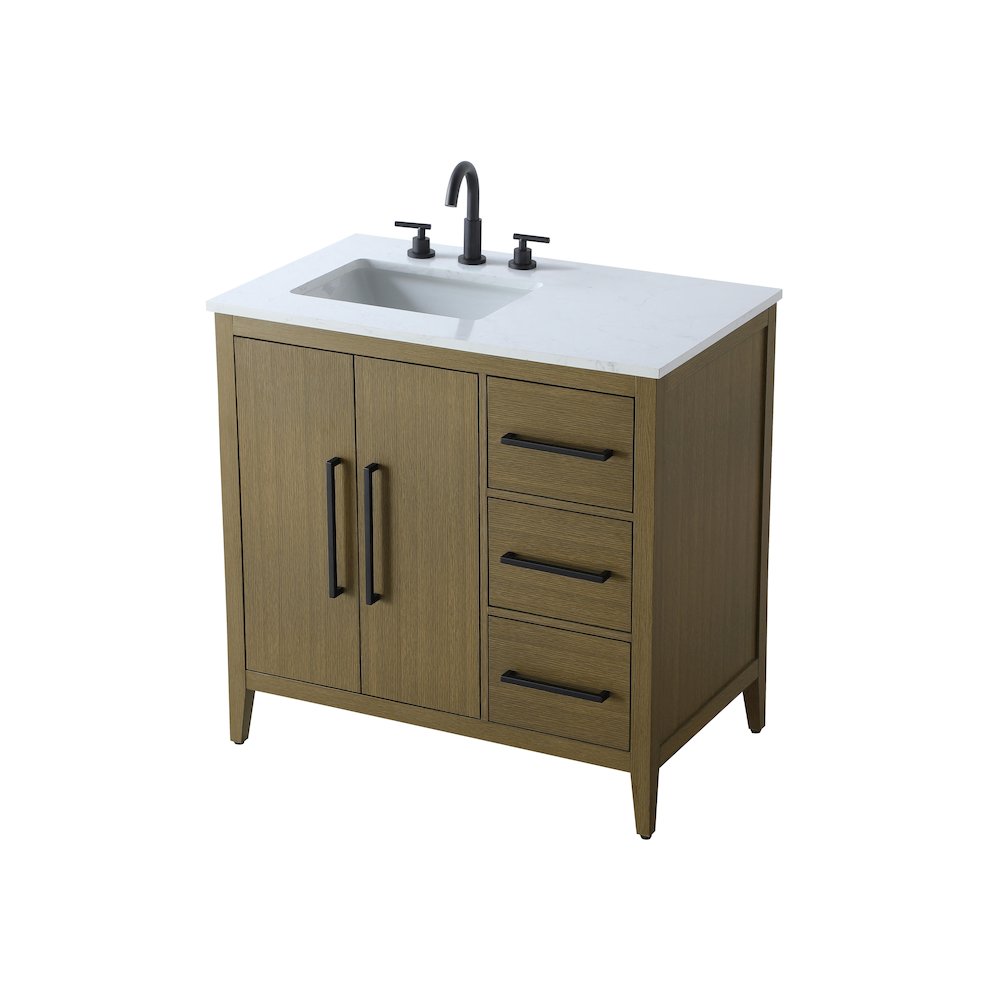 36 Inch Single Bathroom Vanity In Chestnut Brown. Picture 6