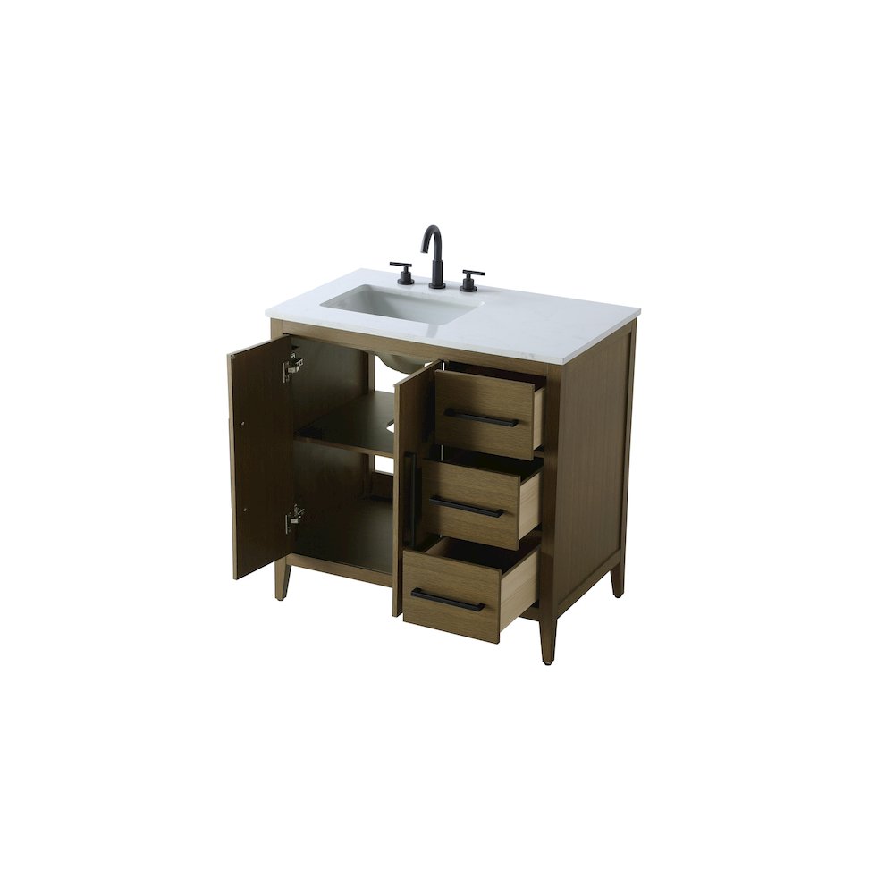36 Inch Single Bathroom Vanity In Chestnut Brown. Picture 7