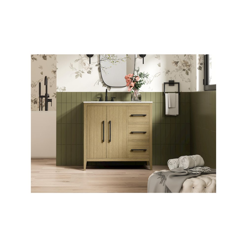 36 Inch Single Bathroom Vanity In  Honey Brown. Picture 2