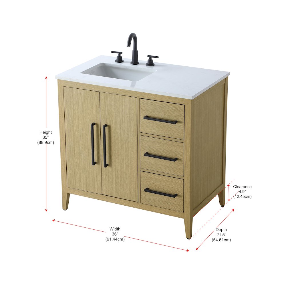 36 Inch Single Bathroom Vanity In  Honey Brown. Picture 13