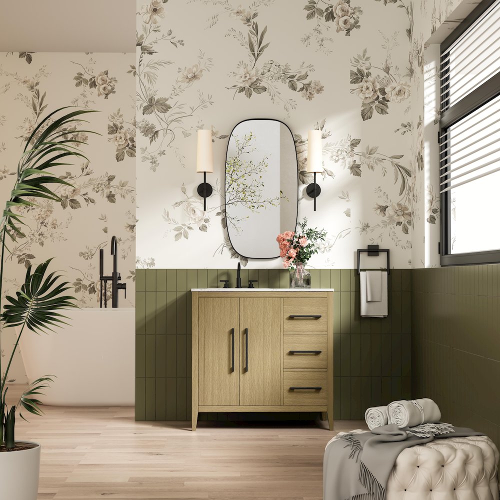 36 Inch Single Bathroom Vanity In  Honey Brown. Picture 4