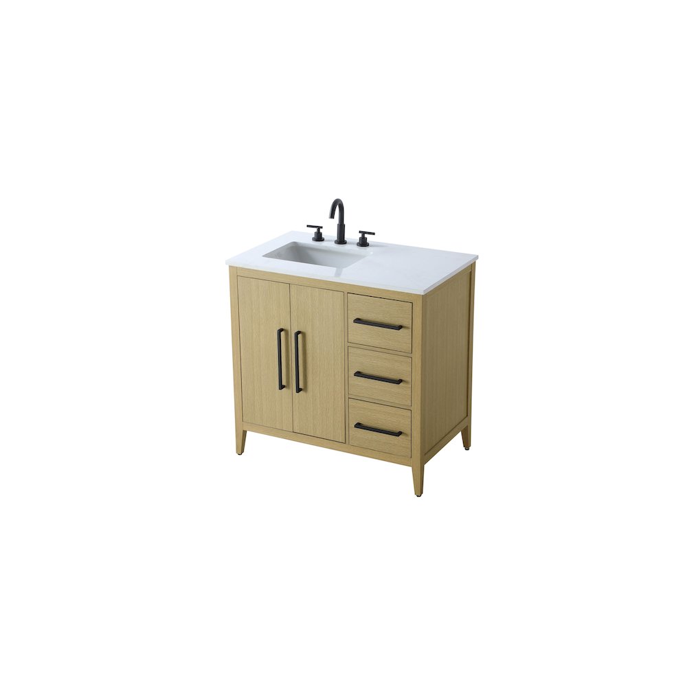 36 Inch Single Bathroom Vanity In  Honey Brown. Picture 6